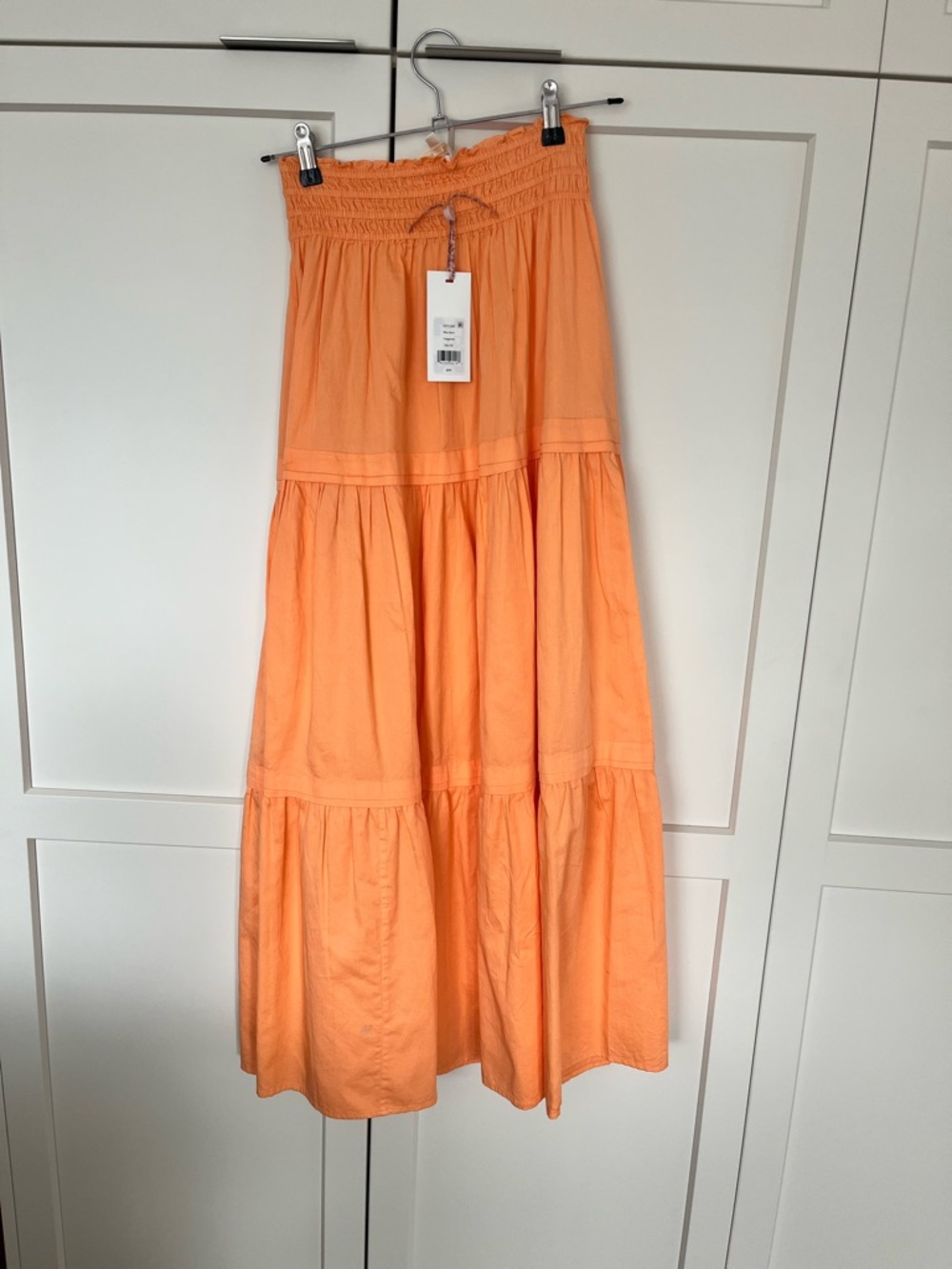 LoveShackFancy Peach-Orange Tiered Maxi Skirt